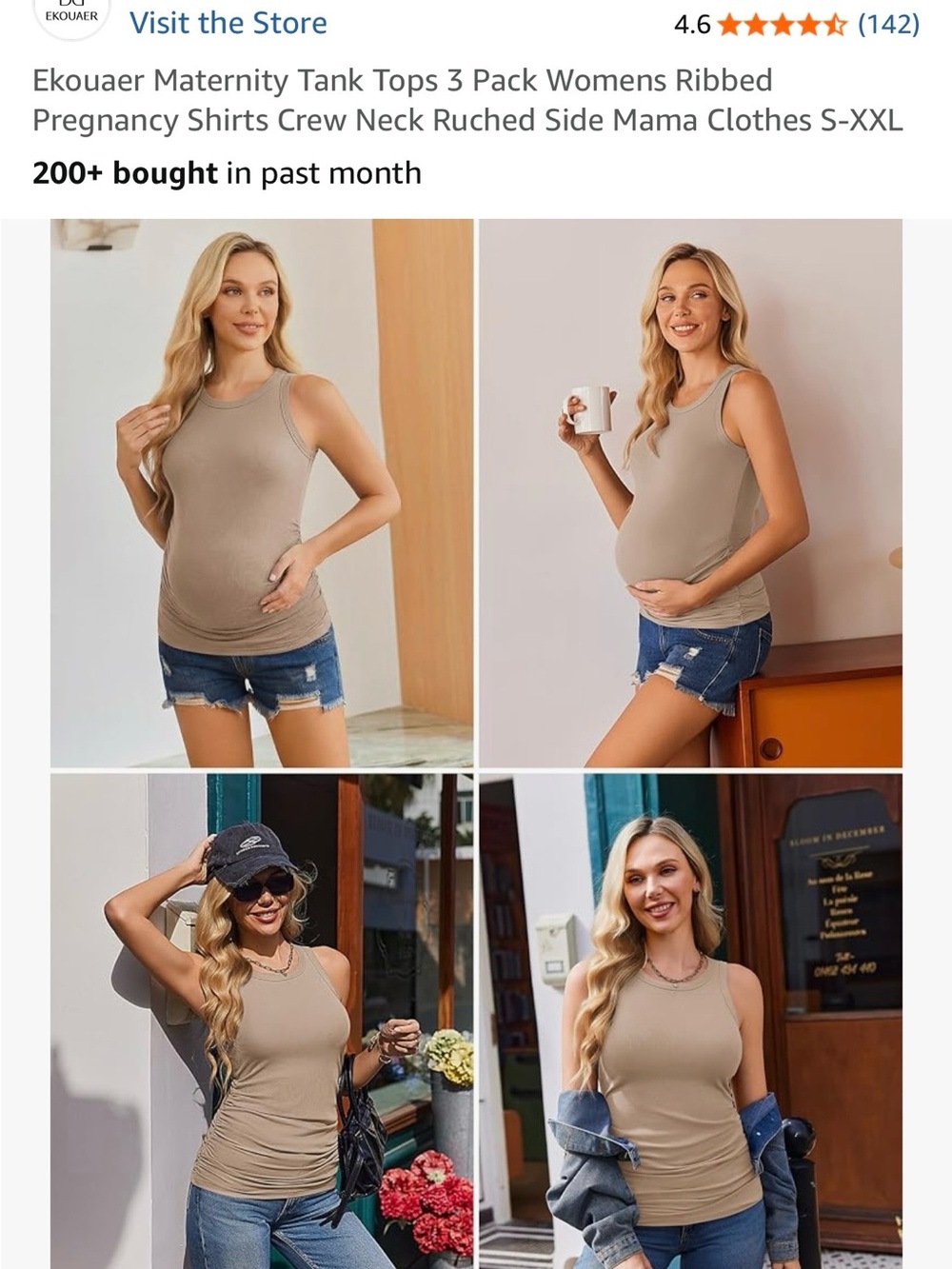 Light Taupe Maternity Tank Top - Sleeveless Ribbed Nursing-Friendly Top